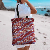 Red Hawaii Palaka Honohono Pikake Tote Bag Hawaiian Orchid Lei Polynesian Pattern - Polynesian Pride