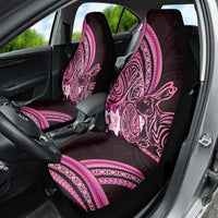 Pink Polynesia Easter Day Car Seat Cover Eggs With Bunny Polynesian Pattern