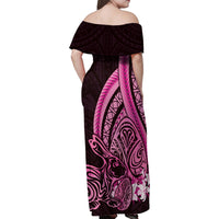 Pink Polynesia Easter Day Family Matching Off Shoulder Maxi Dress and Hawaiian Shirt Eggs With Bunny Polynesian Pattern