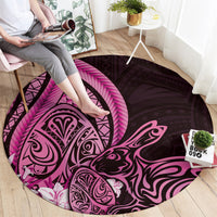 Pink Polynesia Easter Day Round Carpet Eggs With Bunny Polynesian Pattern LT14 - Polynesian Pride