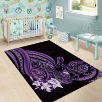 Purple Polynesia Easter Day Area Rug Eggs With Bunny Polynesian Pattern