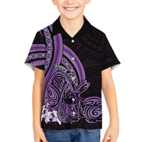 Purple Polynesia Easter Day Family Matching Long Sleeve Bodycon Dress and Hawaiian Shirt Eggs With Bunny Polynesian Pattern LT14 Son's Shirt Purple - Polynesian Pride