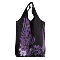 Purple Polynesia Easter Day Grocery Bag Eggs With Bunny Polynesian Pattern
