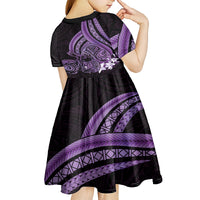 Purple Polynesia Easter Day Kid Short Sleeve Dress Eggs With Bunny Polynesian Pattern LT14 - Polynesian Pride