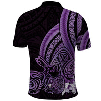 Purple Polynesia Easter Day Polo Shirt Eggs With Bunny Polynesian Pattern