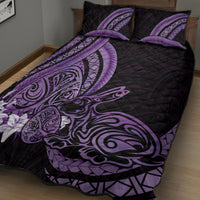 Purple Polynesia Easter Day Quilt Bed Set Eggs With Bunny Polynesian Pattern