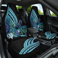 Turquoise Polynesia Easter Day Car Seat Cover Eggs With Bunny Polynesian Pattern