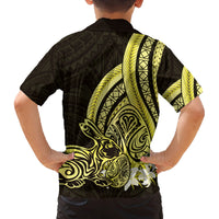 Yellow Polynesia Easter Day Family Matching Long Sleeve Bodycon Dress and Hawaiian Shirt Eggs With Bunny Polynesian Pattern LT14 - Polynesian Pride
