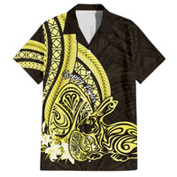 Yellow Polynesia Easter Day Family Matching Long Sleeve Bodycon Dress and Hawaiian Shirt Eggs With Bunny Polynesian Pattern LT14 Dad's Shirt - Short Sleeve Yellow - Polynesian Pride