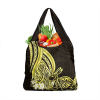 Yellow Polynesia Easter Day Grocery Bag Eggs With Bunny Polynesian Pattern