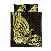 Yellow Polynesia Easter Day Quilt Bed Set Eggs With Bunny Polynesian Pattern