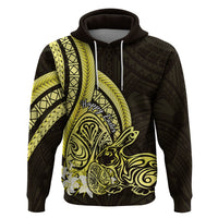 Yellow Polynesia Easter Day Zip Hoodie Eggs With Bunny Polynesian Pattern