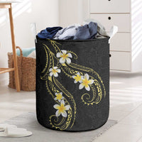 Polynesia Tattoo With Plumeria Laundry Basket Elegant Vibes LT14 Black - Polynesian Pride