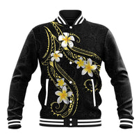 Polynesia Tattoo With Plumeria Baseball Jacket Elegant Vibes LT14 Unisex Black - Polynesian Pride