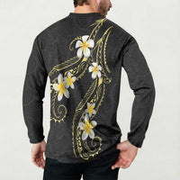 Polynesia Tattoo With Plumeria Button Sweatshirt Elegant Vibes LT14 - Polynesian Pride