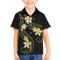 Polynesia Tattoo With Plumeria Family Matching Mermaid Dress and Hawaiian Shirt Elegant Vibes LT14 Son's Shirt Black - Polynesian Pride