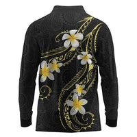 Polynesia Tattoo With Plumeria Long Sleeve Polo Shirt Elegant Vibes LT14 - Polynesian Pride