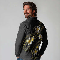 Polynesia Tattoo With Plumeria Long Sleeve Polo Shirt Elegant Vibes LT14 - Polynesian Pride