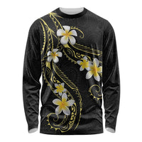 Polynesia Tattoo With Plumeria Long Sleeve Shirt Elegant Vibes LT14 Unisex Black - Polynesian Pride