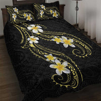Polynesia Tattoo With Plumeria Quilt Bed Set Elegant Vibes LT14 Black - Polynesian Pride