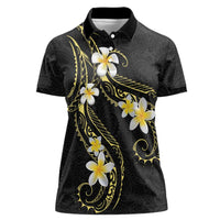 Polynesia Tattoo With Plumeria Women Polo Shirt Elegant Vibes LT14 Female Black - Polynesian Pride