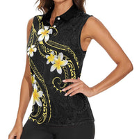 Polynesia Tattoo With Plumeria Women Sleeveless Polo Shirt Elegant Vibes