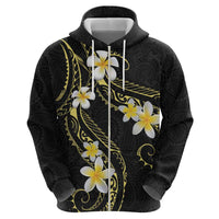 Polynesia Tattoo With Plumeria Zip Hoodie Elegant Vibes