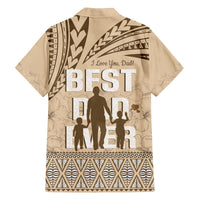 Tonga Father's Day Family Matching Long Sleeve Bodycon Dress and Hawaiian Shirt Best Dad Ever Tongan Ngatu Pattern - Beige LT14 - Polynesian Pride
