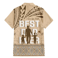 Tonga Father's Day Family Matching Mermaid Dress and Hawaiian Shirt Best Dad Ever Tongan Ngatu Pattern - Beige