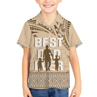Tonga Father's Day Kid Hawaiian Shirt Best Dad Ever Tongan Ngatu Pattern - Beige LT14 Kid Beige - Polynesian Pride
