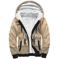 Tonga Father's Day Sherpa Hoodie Best Dad Ever Tongan Ngatu Pattern - Beige LT14 Unisex Beige - Polynesian Pride