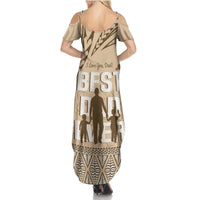 Tonga Father's Day Summer Maxi Dress Best Dad Ever Tongan Ngatu Pattern - Beige LT14 - Polynesian Pride