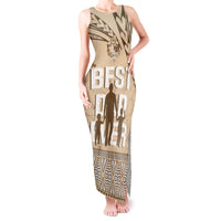Tonga Father's Day Tank Maxi Dress Best Dad Ever Tongan Ngatu Pattern - Beige LT14 Women Beige - Polynesian Pride