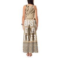 Tonga Father's Day Tank Maxi Dress Best Dad Ever Tongan Ngatu Pattern - Beige LT14 - Polynesian Pride