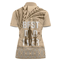 Tonga Father's Day Women Polo Shirt Best Dad Ever Tongan Ngatu Pattern - Beige