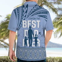 Tonga Father's Day Hawaiian Shirt Best Dad Ever Tongan Ngatu Pattern - Blue LT14 - Polynesian Pride