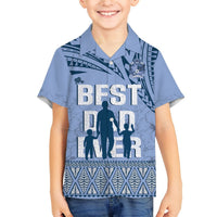Tonga Father's Day Hawaiian Shirt Best Dad Ever Tongan Ngatu Pattern - Blue LT14 - Polynesian Pride