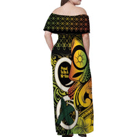 Vanuatu 1980 Family Matching Off Shoulder Maxi Dress and Hawaiian Shirt Ni-Van Tamtam Sand Drawing Pattern