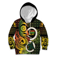 Vanuatu 1980 Kid Hoodie Ni-Van Tamtam Sand Drawing Pattern LT14 Hoodie Black - Polynesian Pride
