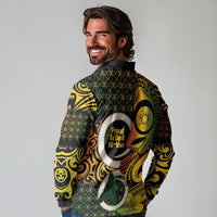 Vanuatu 1980 Long Sleeve Polo Shirt Ni-Van Tamtam Sand Drawing Pattern LT14 - Polynesian Pride