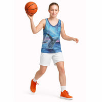 New Zealand Matariki Humpback Whale Basketball Jersey Paikea Maori New Year Blue Galaxy