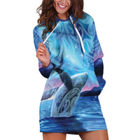 New Zealand Matariki Humpback Whale Hoodie Dress Paikea Maori New Year Blue Galaxy