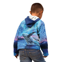 New Zealand Matariki Humpback Whale Kid Hoodie Paikea Maori New Year Blue Galaxy