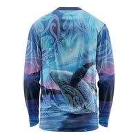 New Zealand Matariki Humpback Whale Long Sleeve Shirt Paikea Maori New Year Blue Galaxy