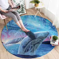 New Zealand Matariki Humpback Whale Round Carpet Paikea Maori New Year Blue Galaxy