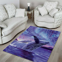 New Zealand Matariki Humpback Whale Area Rug Paikea Maori New Year Purple Galaxy