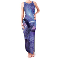 New Zealand Matariki Humpback Whale Family Matching Tank Maxi Dress and Hawaiian Shirt Paikea Maori New Year Purple Galaxy