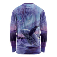 New Zealand Matariki Humpback Whale Long Sleeve Shirt Paikea Maori New Year Purple Galaxy