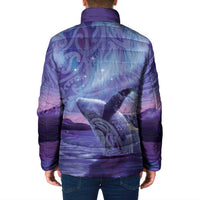 New Zealand Matariki Humpback Whale Padded Jacket Paikea Maori New Year Purple Galaxy