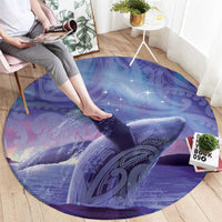 New Zealand Matariki Humpback Whale Round Carpet Paikea Maori New Year Purple Galaxy